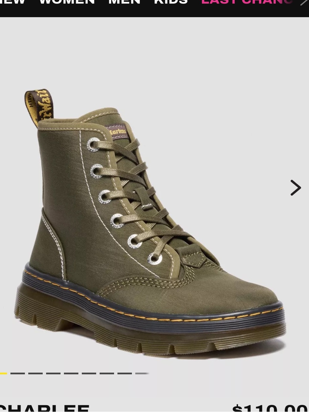 Dr. Martens Olive Green Canvas Lace-Up Utility Boot